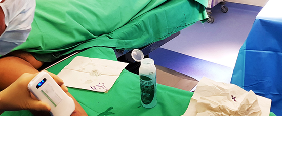 Drahtlose Ultraschall-Sonde in der Anästhesio logie verwendet